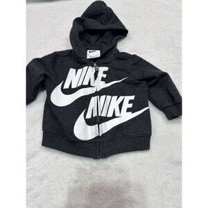 Nike‎ Jacket Baby Sz 3 Months Black Hood Full Zip Unisex 52-56 Cm EUC